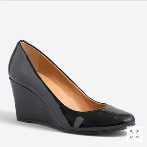 J.Crew black patent wedges